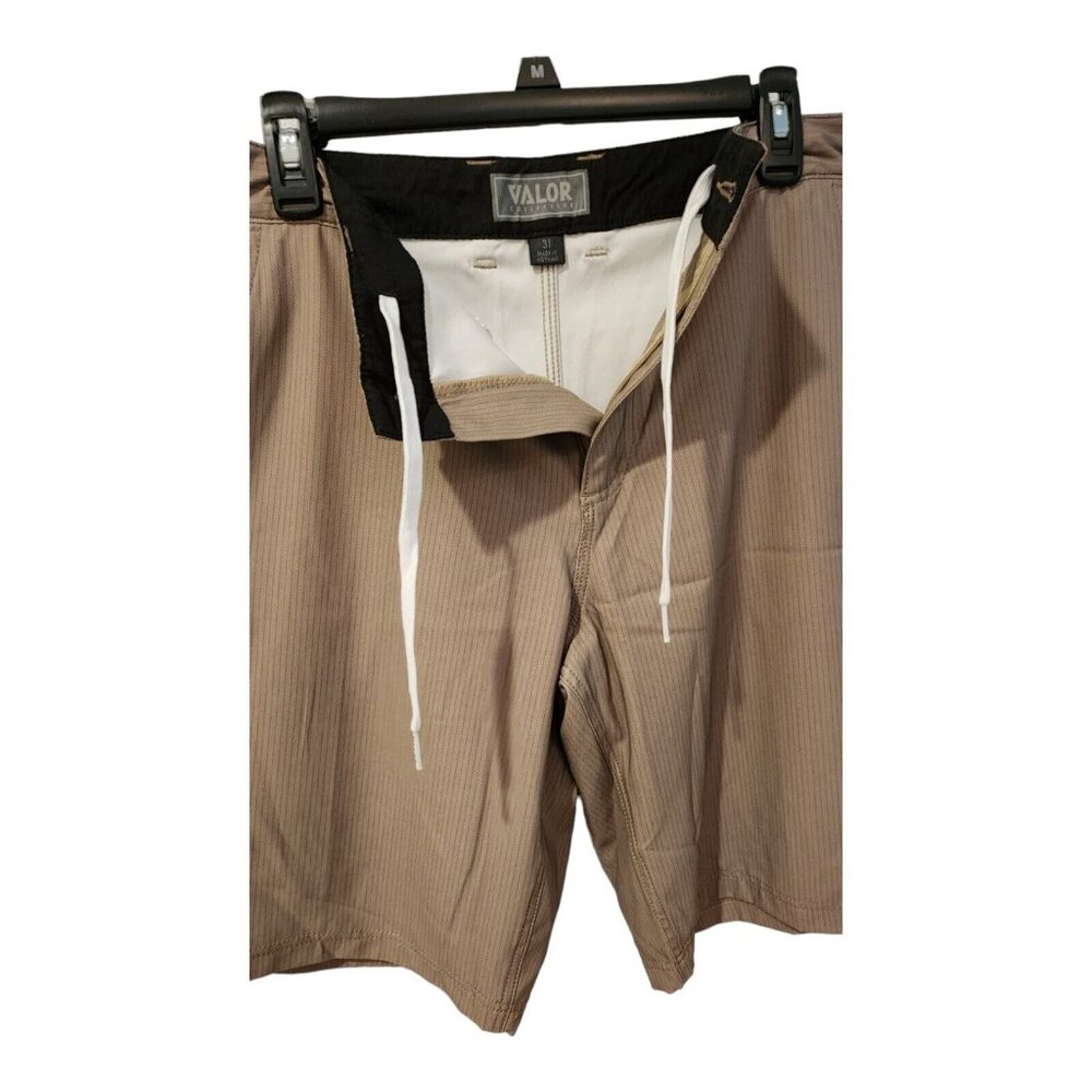 Valor Collective Shorts Men 31 Beige Herringbone 100% Polyester Skate Beach Surf - Picture 16 of 16